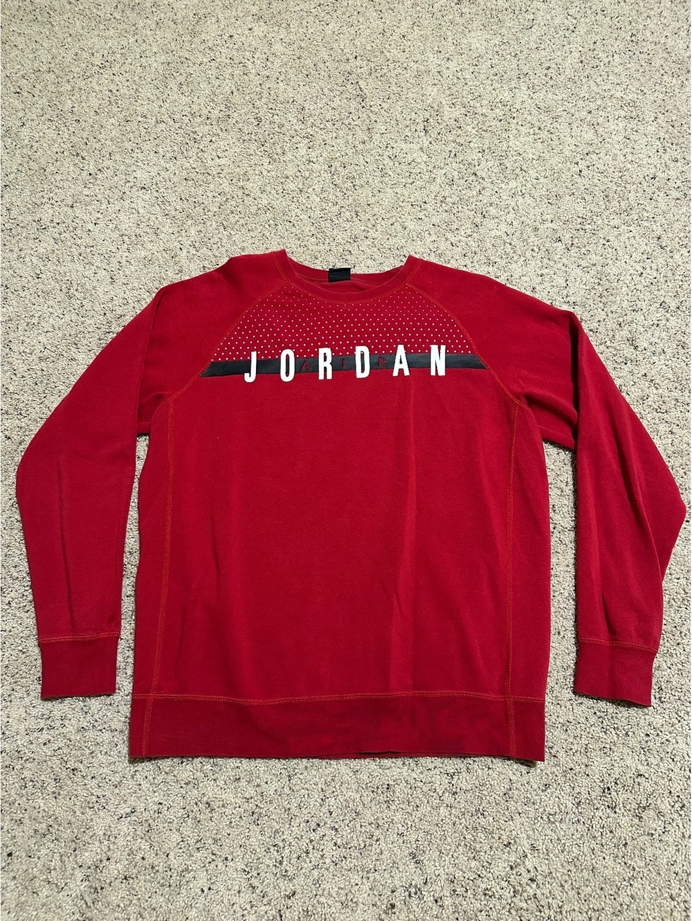 Jordan Red Pullover Sweatshirt with Logo and Polka Dot Detail